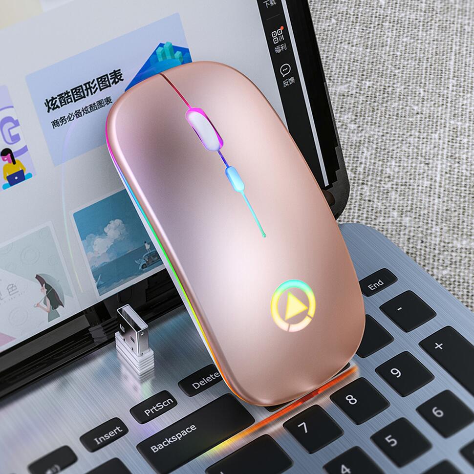 Rechargeable Wireless Mouse with LED USB Optical Ergonomic Gaming PC Laptop Computer
