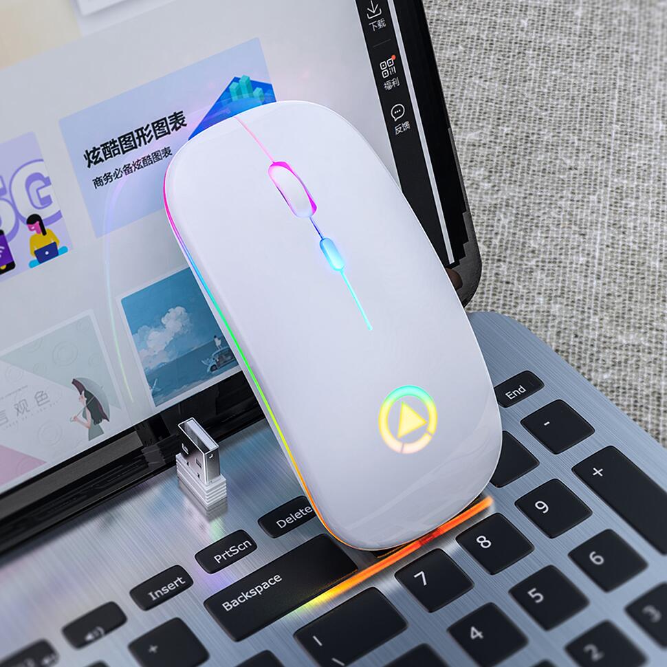 Rechargeable Wireless Mouse with LED USB Optical Ergonomic Gaming PC Laptop Computer